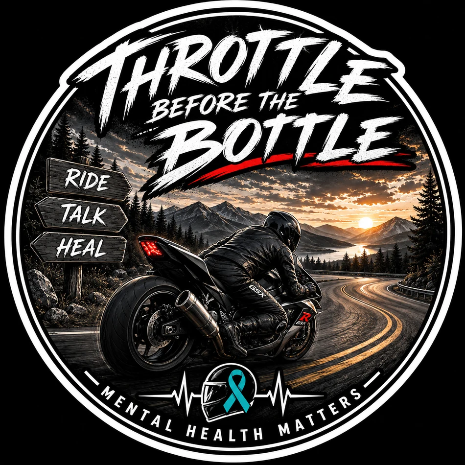 Throttle Before the Bottle motorcycle mental health artwork